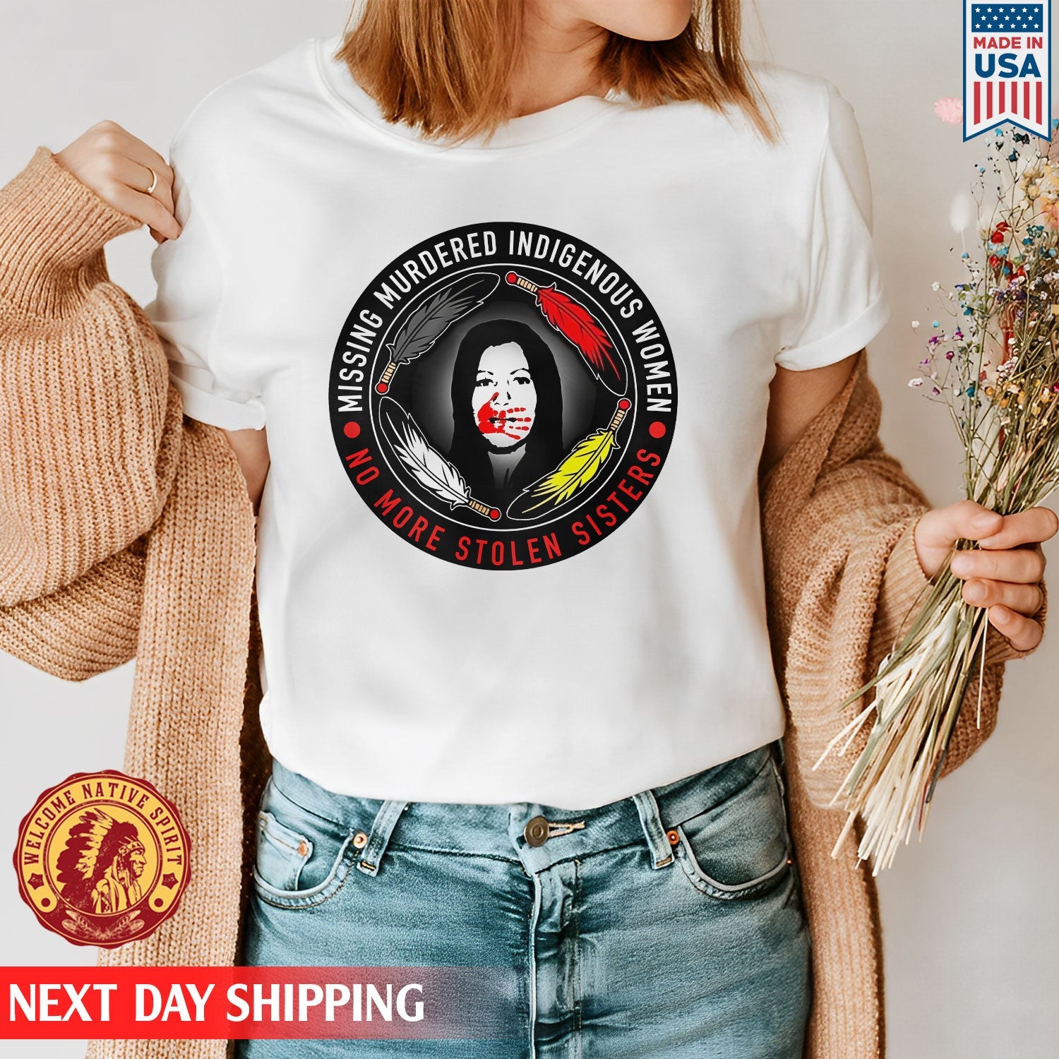 MMIW No More Stolen Sisters Feather Color Red Hand Unisex T-Shirt/Hood –  Welcome Native Spirit